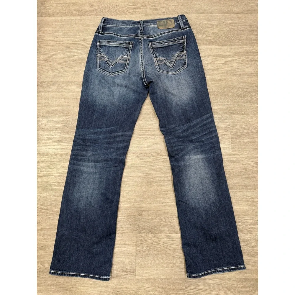 BKE Jake Bootleg Jeans Mens 30x30.5 Dark Wash Contrast Stitch Western Y2K Cowboy